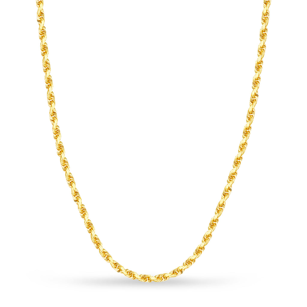 Rope Chain Necklace With Lobster Lock 14k Yellow Gold
