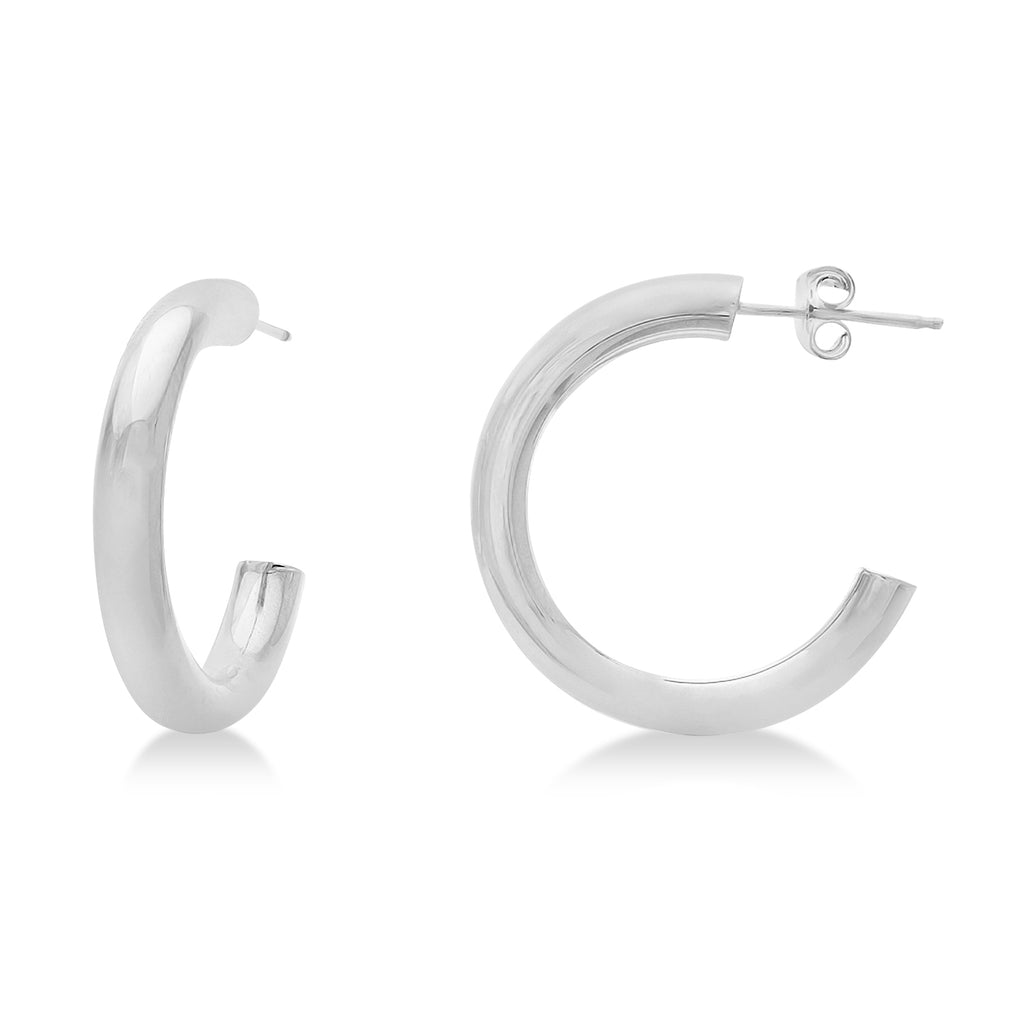 Small Open Hoop Earrings 14k White Gold