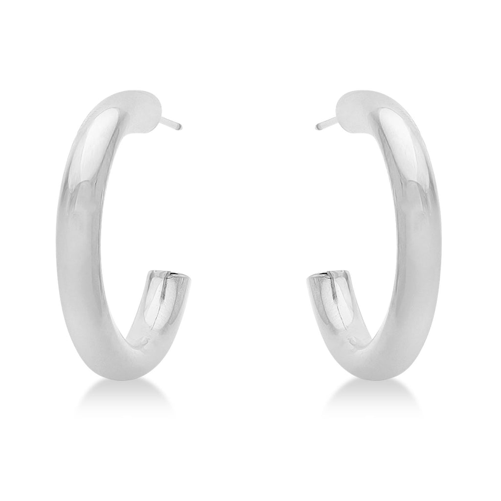 Small Open Hoop Earrings 14k White Gold