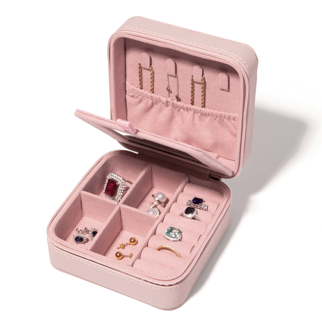 Allurez Jewelry Travel Case Mauve Vegan Leather