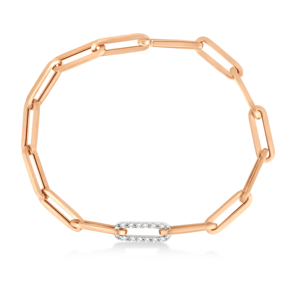 Diamond Paperclip Chain Bracelet 14k Rose Gold (0.32ct)