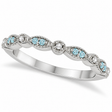 Marquise & Dot Aquamarine Diamond Wedding Band 14k White Gold 0.25ct