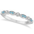 Marquise & Dot Blue Topaz & Diamond Wedding Band Platinum .25ct