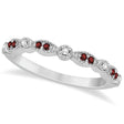 Marquise and Dot Garnet & Diamond Wedding Band Platinum 0.25ct