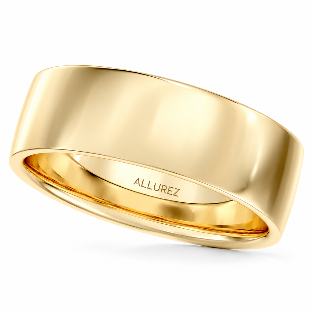 Men's Wedding Ring Low Dome Comfort-Fit in 14k Yellow Gold (6mm) - hero