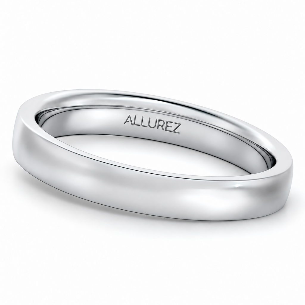 18k White Gold Wedding Ring Low Dome Comfort Fit (3mm) - hero