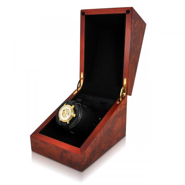 Orbita Cube Single Watch Winder in Deluxe Burl Wood