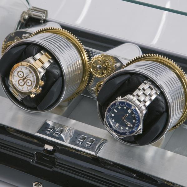 Rapport London The Time Arc Double Watch Winder w/ Crystal Glass Case
