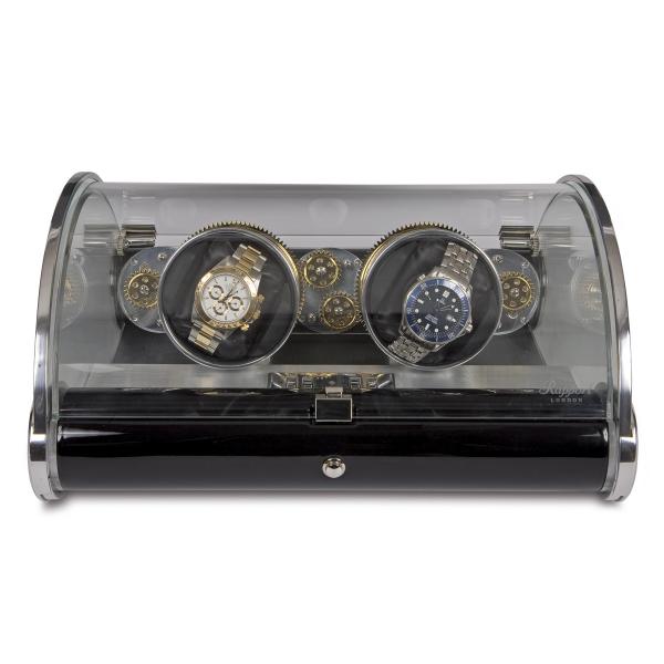 Rapport London The Time Arc Double Watch Winder w/ Crystal Glass Case