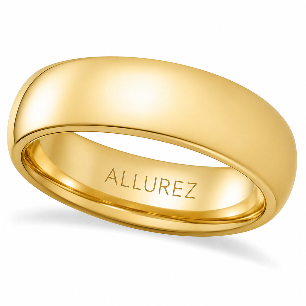 Domed Gold Tungsten Wedding Band (6mm)