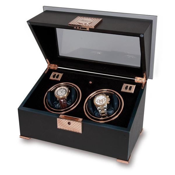 Rapport London Black Wood and Rose Gold Dual Watch Winder