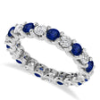 Diamond & Blue Sapphire Eternity Wedding Band 14k White Gold (2.10ct)