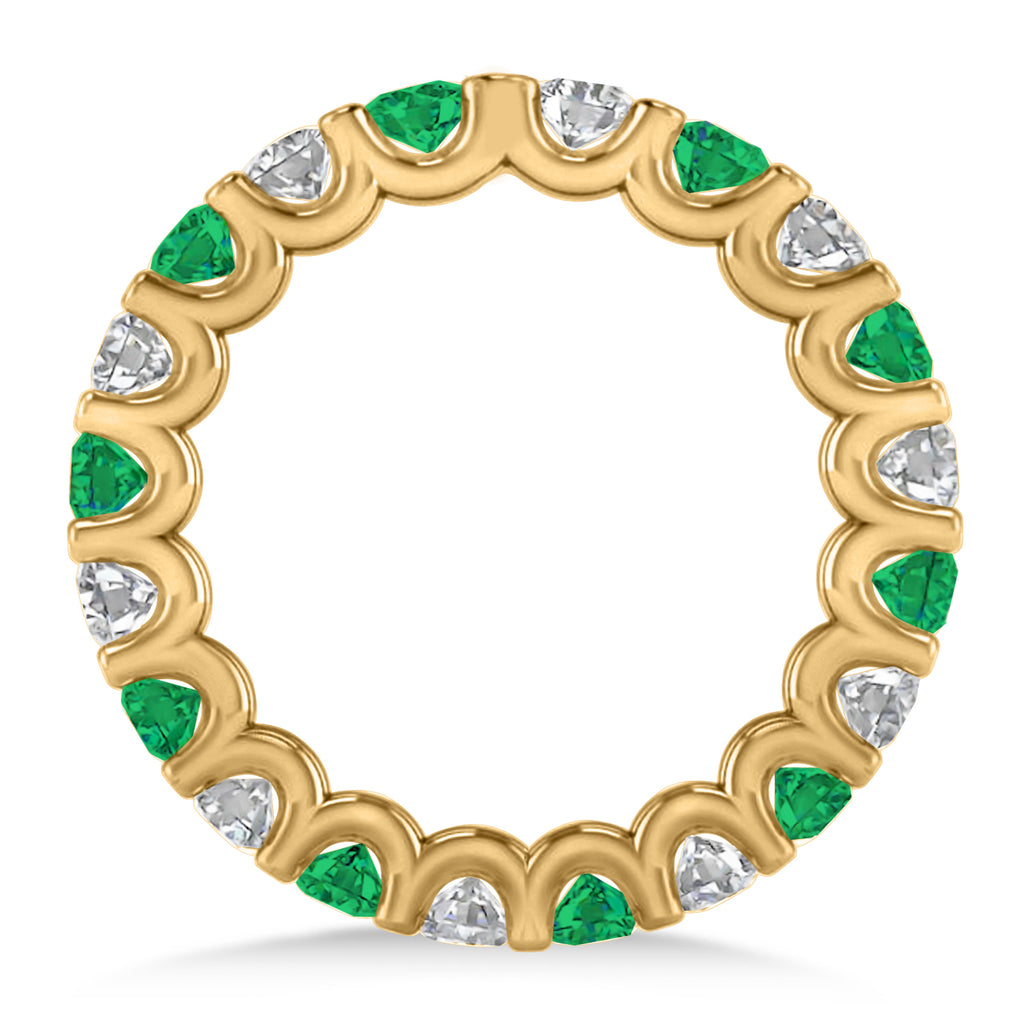 Diamond & Emerald Eternity Wedding Band 14k Yellow Gold (2.10ct)