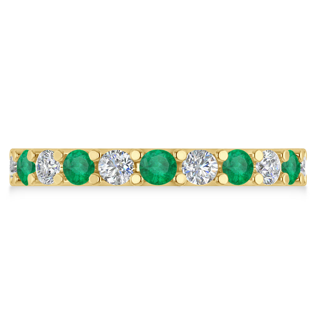 Diamond & Emerald Eternity Wedding Band 14k Yellow Gold (2.10ct)