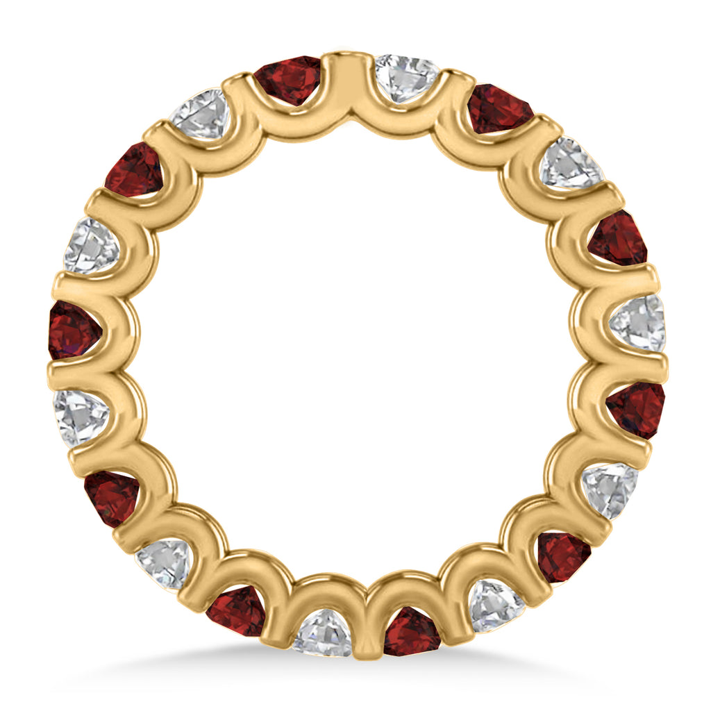 Diamond & Garnet Eternity Wedding Band 14k Yellow Gold (2.10ct)