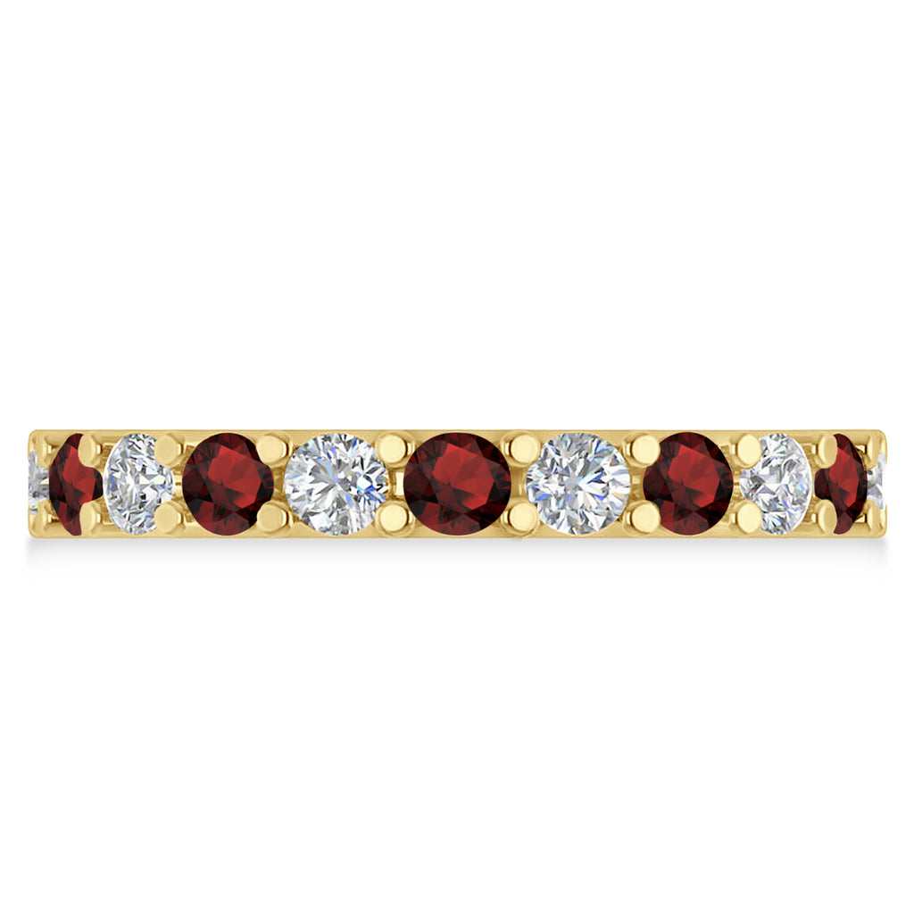 Diamond & Garnet Eternity Wedding Band 14k Yellow Gold (2.10ct)