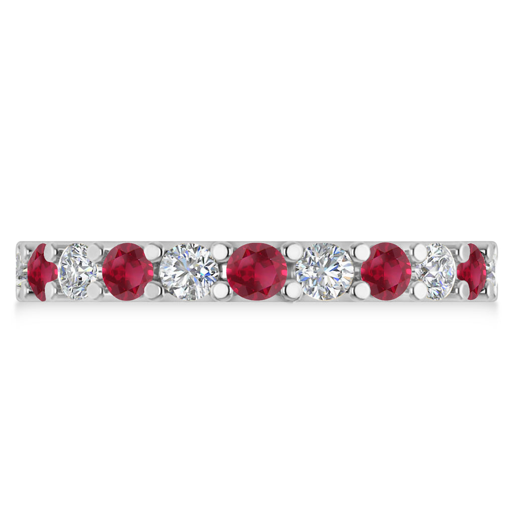 Diamond & Ruby Eternity Wedding Band 14k White Gold (2.10ct)