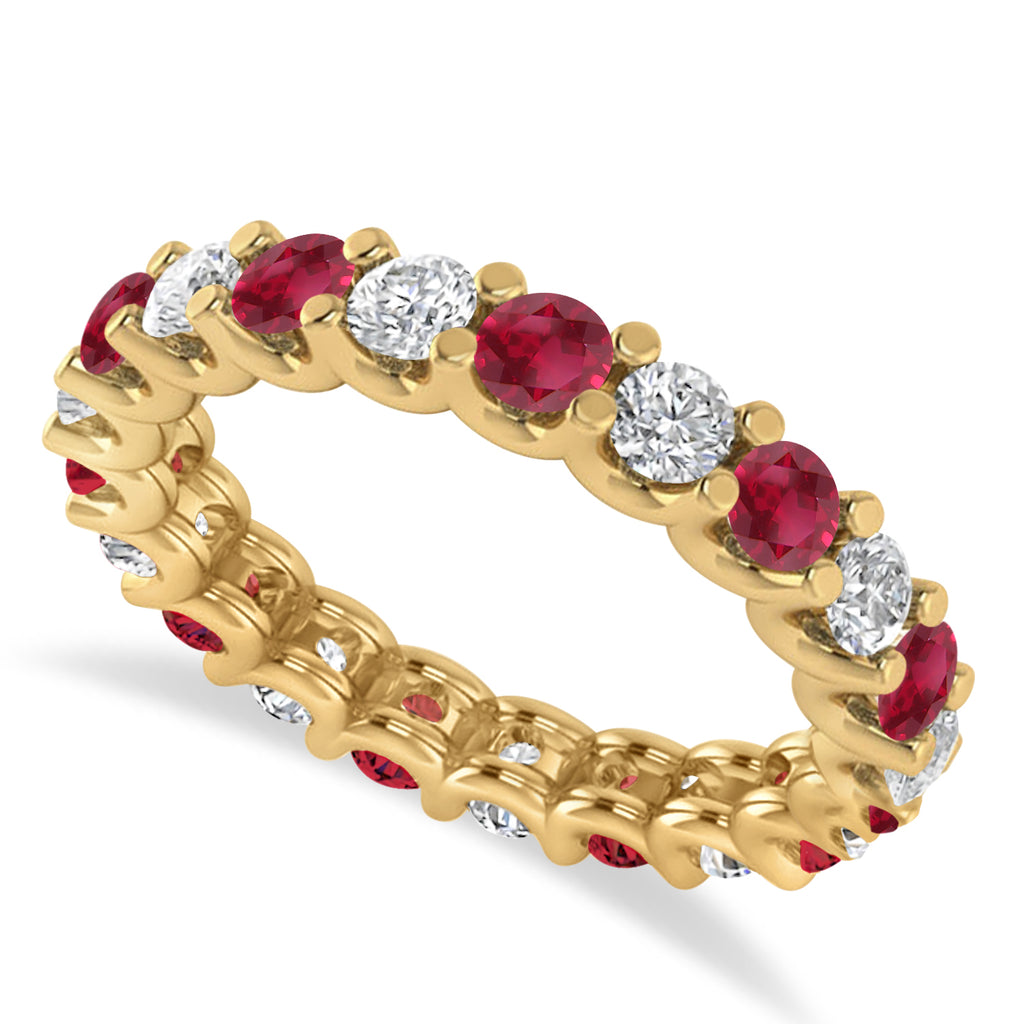 Diamond & Ruby Eternity Wedding Band 14k Yellow Gold (2.10ct)