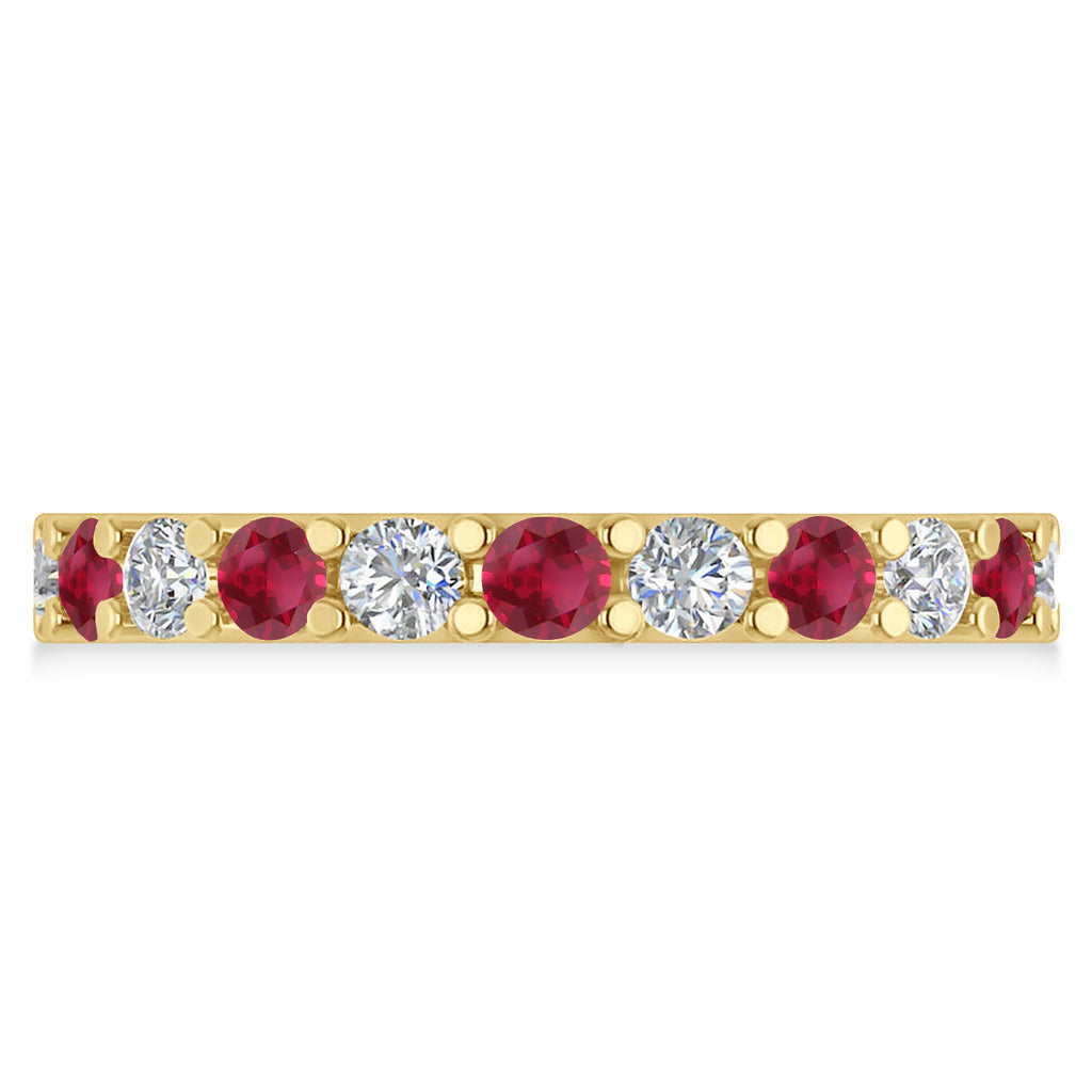 Diamond & Ruby Eternity Wedding Band 14k Yellow Gold (2.10ct)