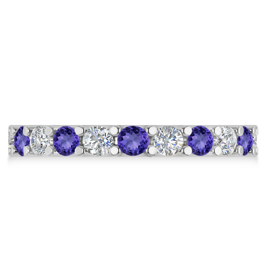 Diamond & Tanzanite Eternity Wedding Band 14k White Gold (2.10ct)