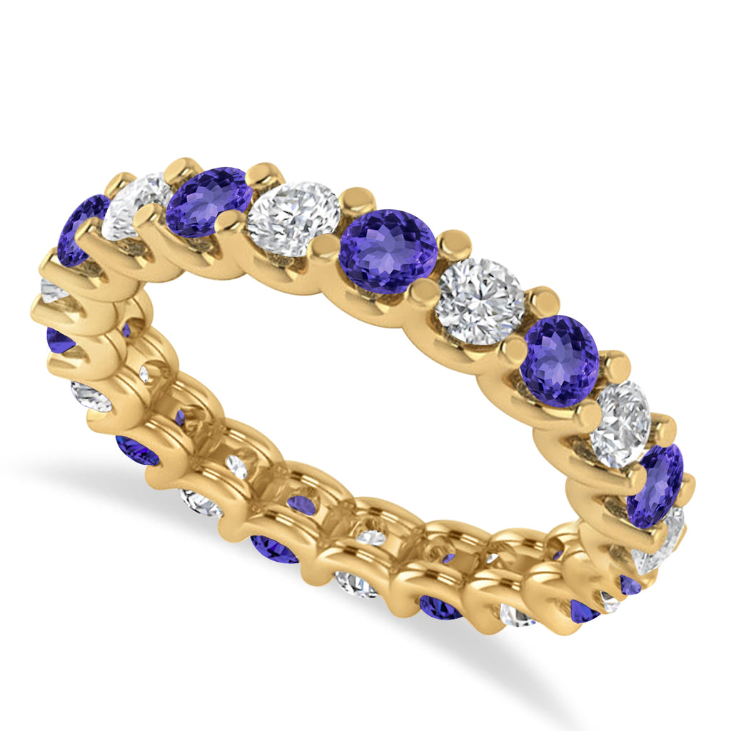 Diamond & Tanzanite Eternity Wedding Band 14k Yellow Gold (2.10ct)