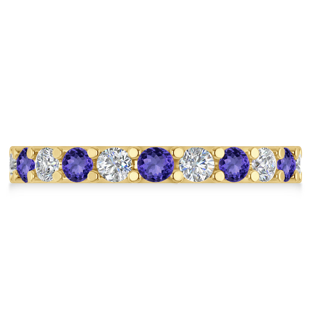 Diamond & Tanzanite Eternity Wedding Band 14k Yellow Gold (2.10ct)