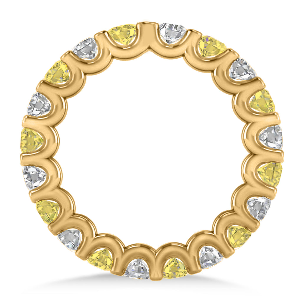 Yellow & White Diamond Eternity Wedding Band 14k Yellow Gold (2.10ct)