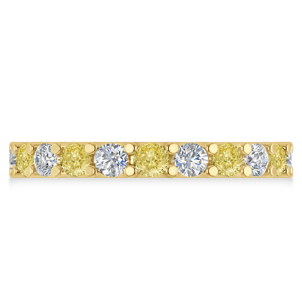 Yellow & White Diamond Eternity Wedding Band 14k Yellow Gold (2.10ct)