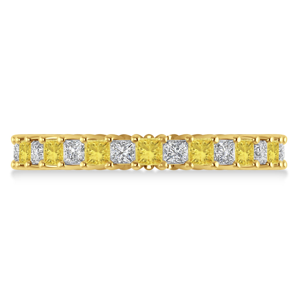 Princess Yellow & White Diamond Wedding Band 14k Yellow Gold (1.86ct)