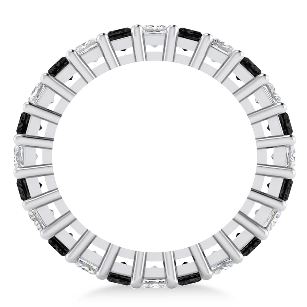 Princess Black & White Diamond Wedding Band 14k White Gold (3.12ct)