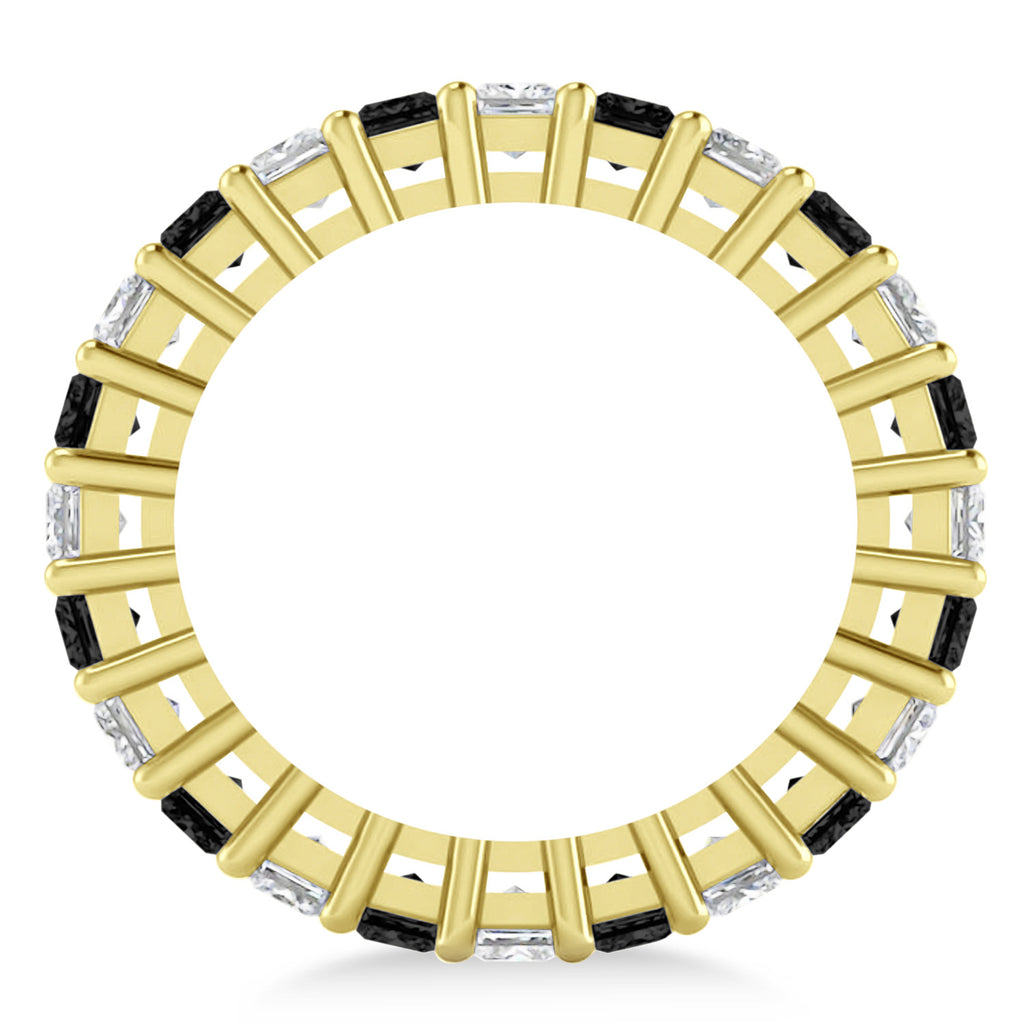 Princess Black & White Diamond Wedding Band 14k Yellow Gold (3.12ct)