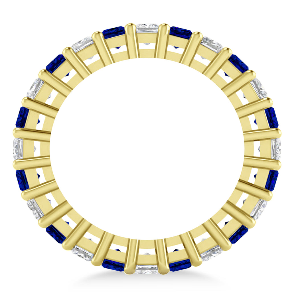 Princess Diamond & Blue Sapphire Wedding Band 14k Yellow Gold (3.12ct)