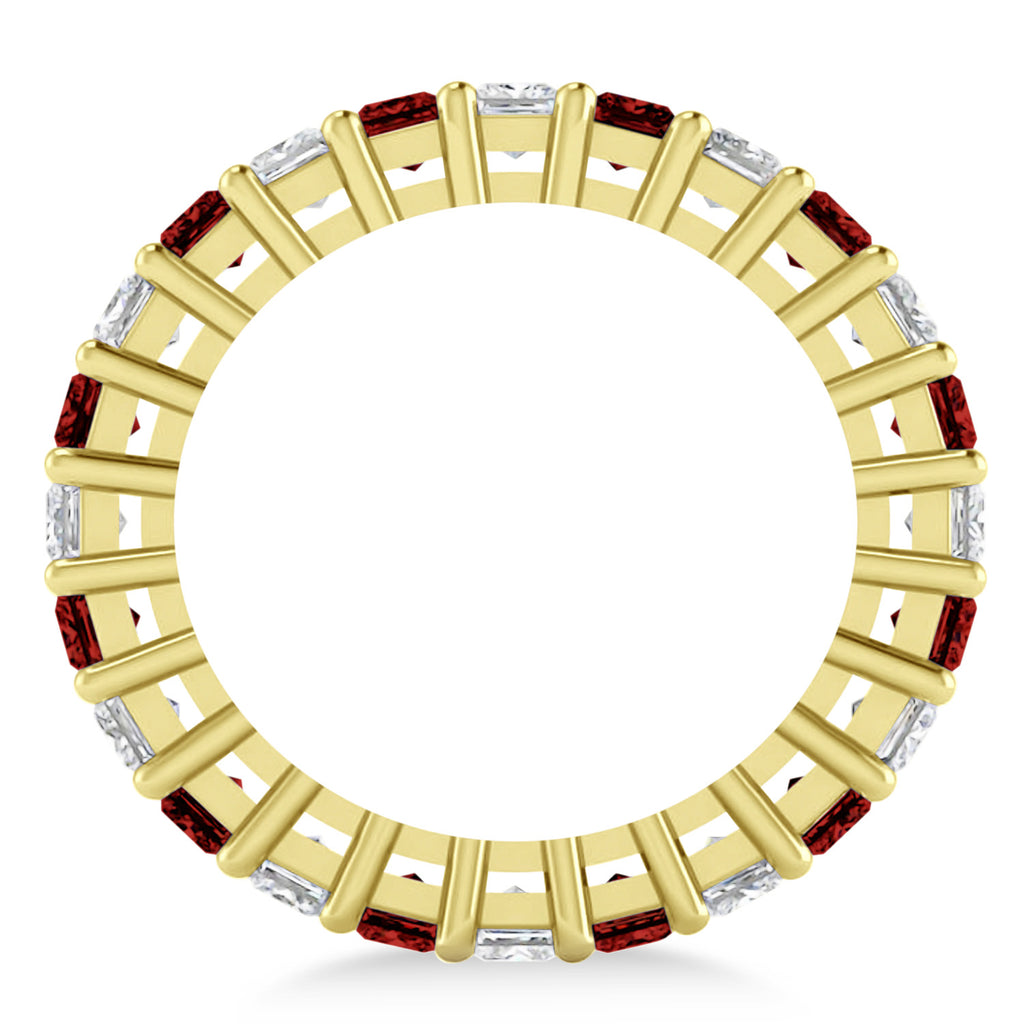 Princess Diamond & Garnet Wedding Band 14k Yellow Gold (3.12ct)