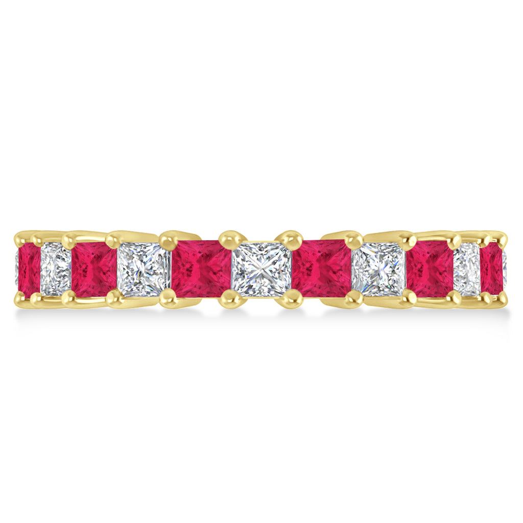 Princess Diamond & Ruby Wedding Band 14k Yellow Gold (3.12ct)
