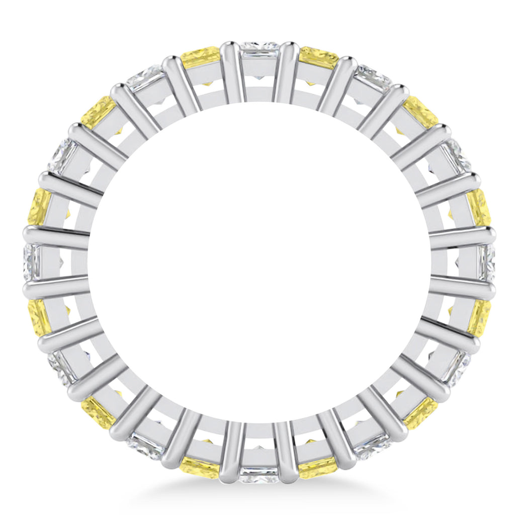 Princess Yellow & White Diamond Wedding Band 14k White Gold (3.12ct)