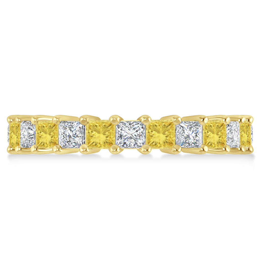 Princess Yellow & White Diamond Wedding Band 14k Yellow Gold (3.12ct)