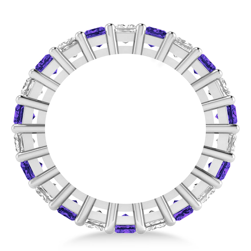 Princess Diamond & Tanzanite Wedding Band 14k White Gold (4.18ct)