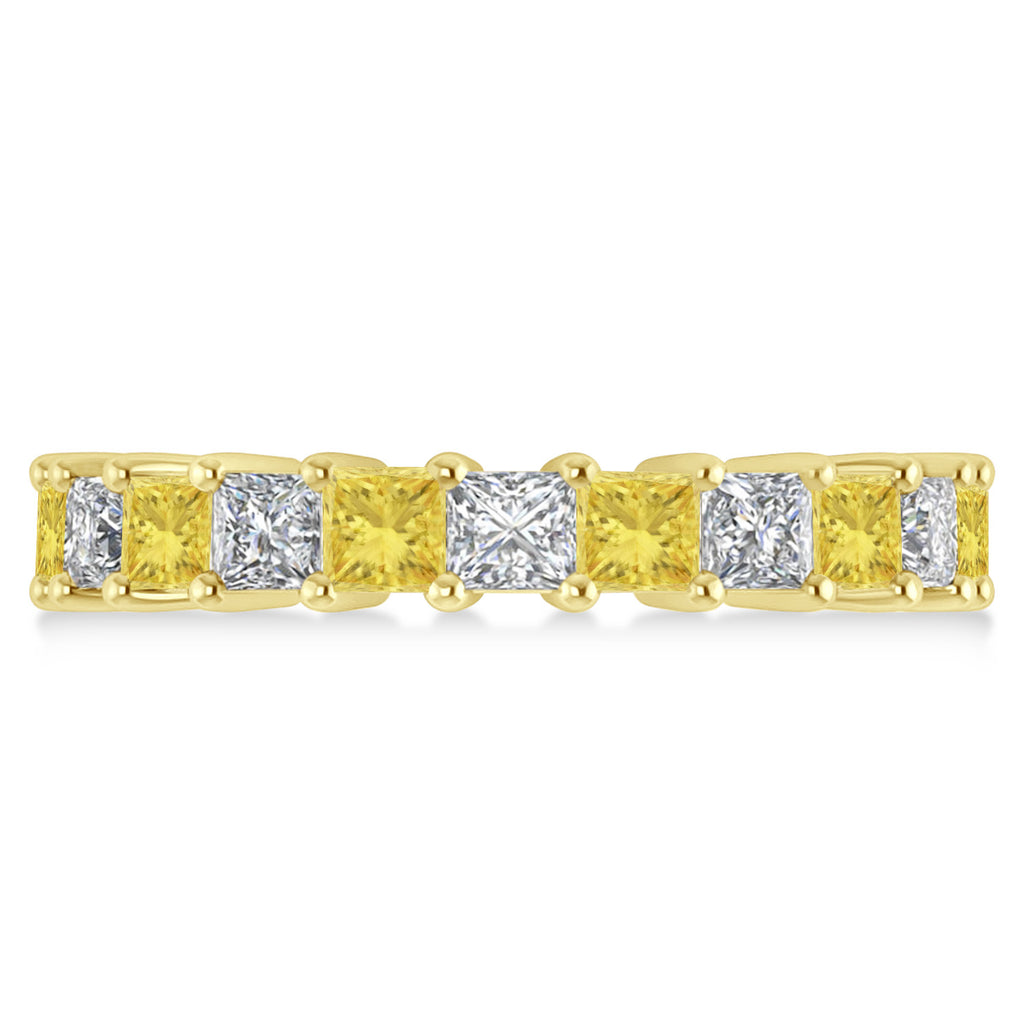Princess Yellow & White Diamond Wedding Band 14k Yellow Gold (3.96ct)