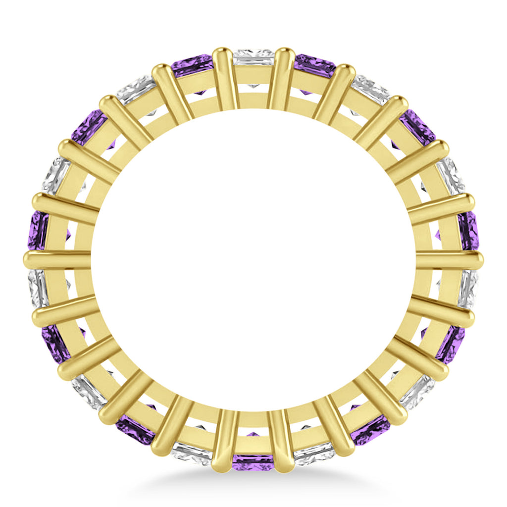 Princess Diamond & Amethyst Wedding Band 14k Yellow Gold (5.61ct)