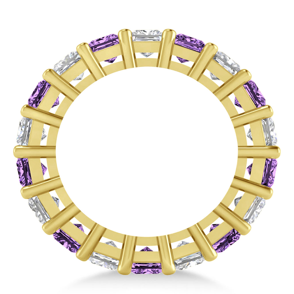 Princess Diamond & Amethyst Wedding Band 14k Yellow Gold (5.94ct)