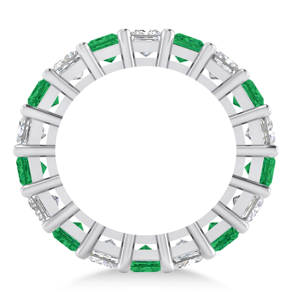 Princess Diamond & Emerald Wedding Band 14k White Gold (5.94ct)