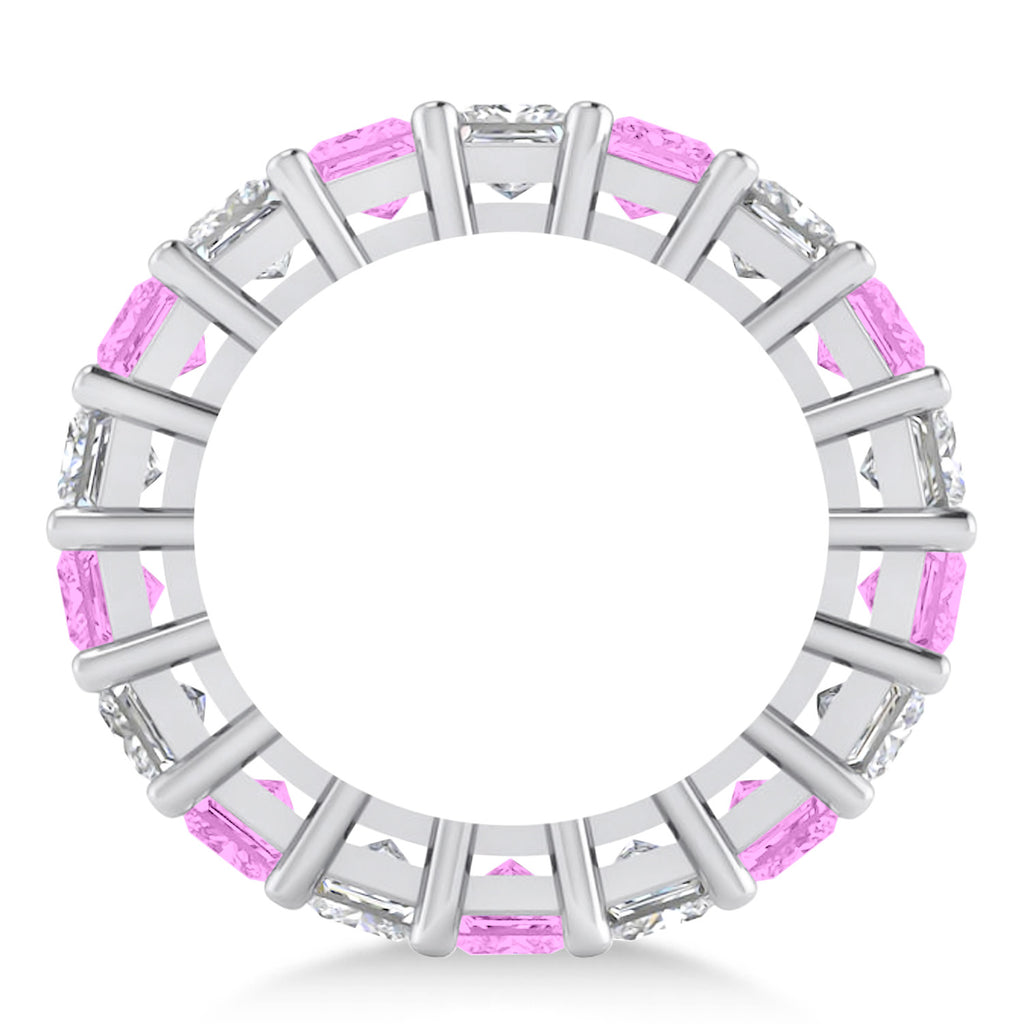 Princess Diamond & Pink Sapphire Wedding Band 14k White Gold (5.94ct)