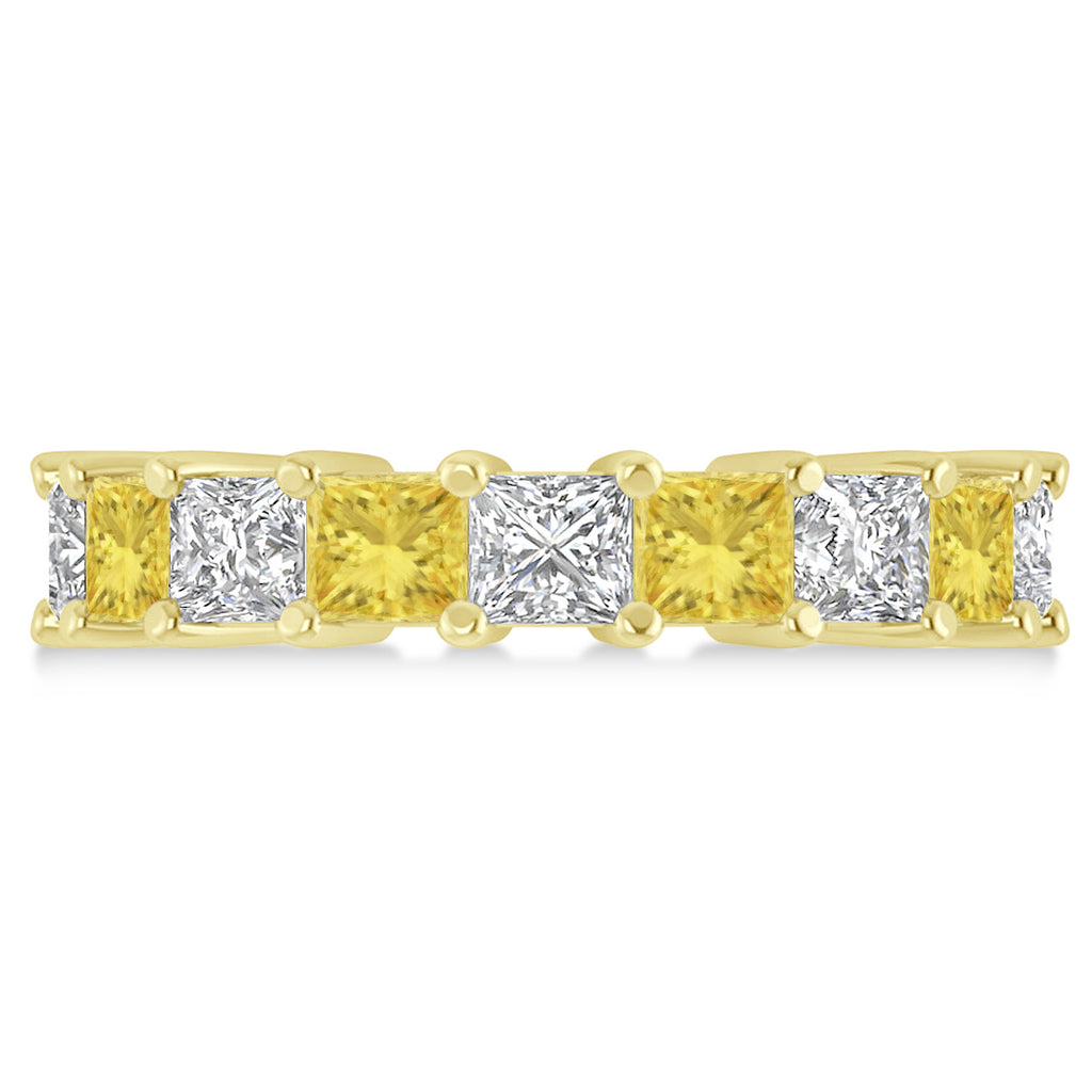 Princess Yellow & White Diamond Wedding Band 14k Yellow Gold (5.58ct)