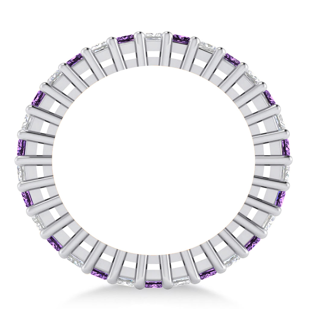 Princess Diamond & Amethyst Wedding Band 14k White Gold (2.32ct)