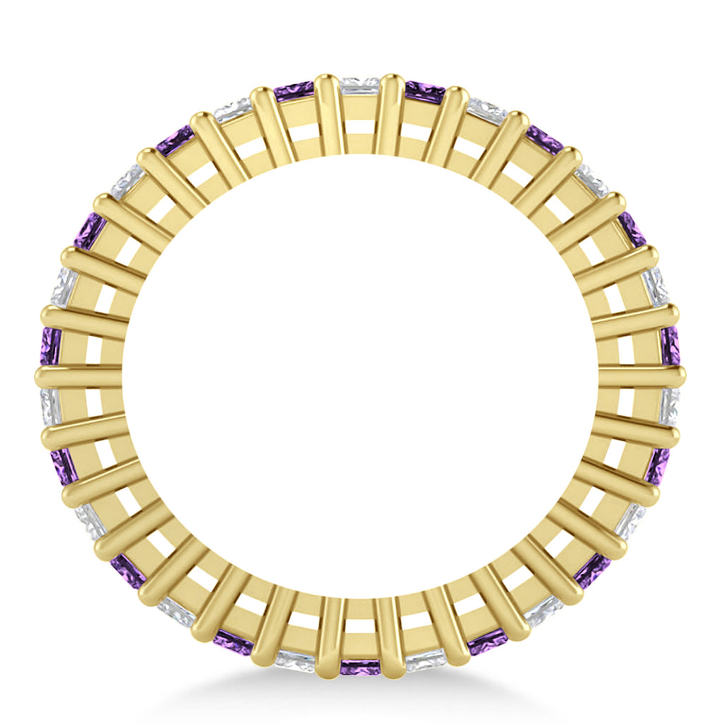 Princess Diamond & Amethyst Wedding Band 14k Yellow Gold (2.32ct)