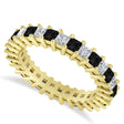 Princess Black & White Diamond Wedding Band 14k Yellow Gold (2.32ct)