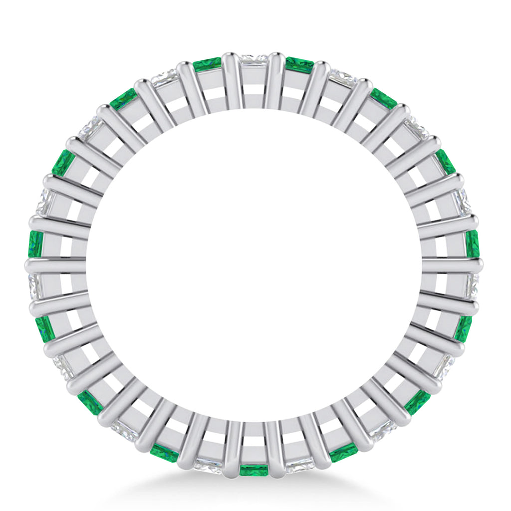 Princess Diamond & Emerald Wedding Band 14k White Gold (2.32ct)