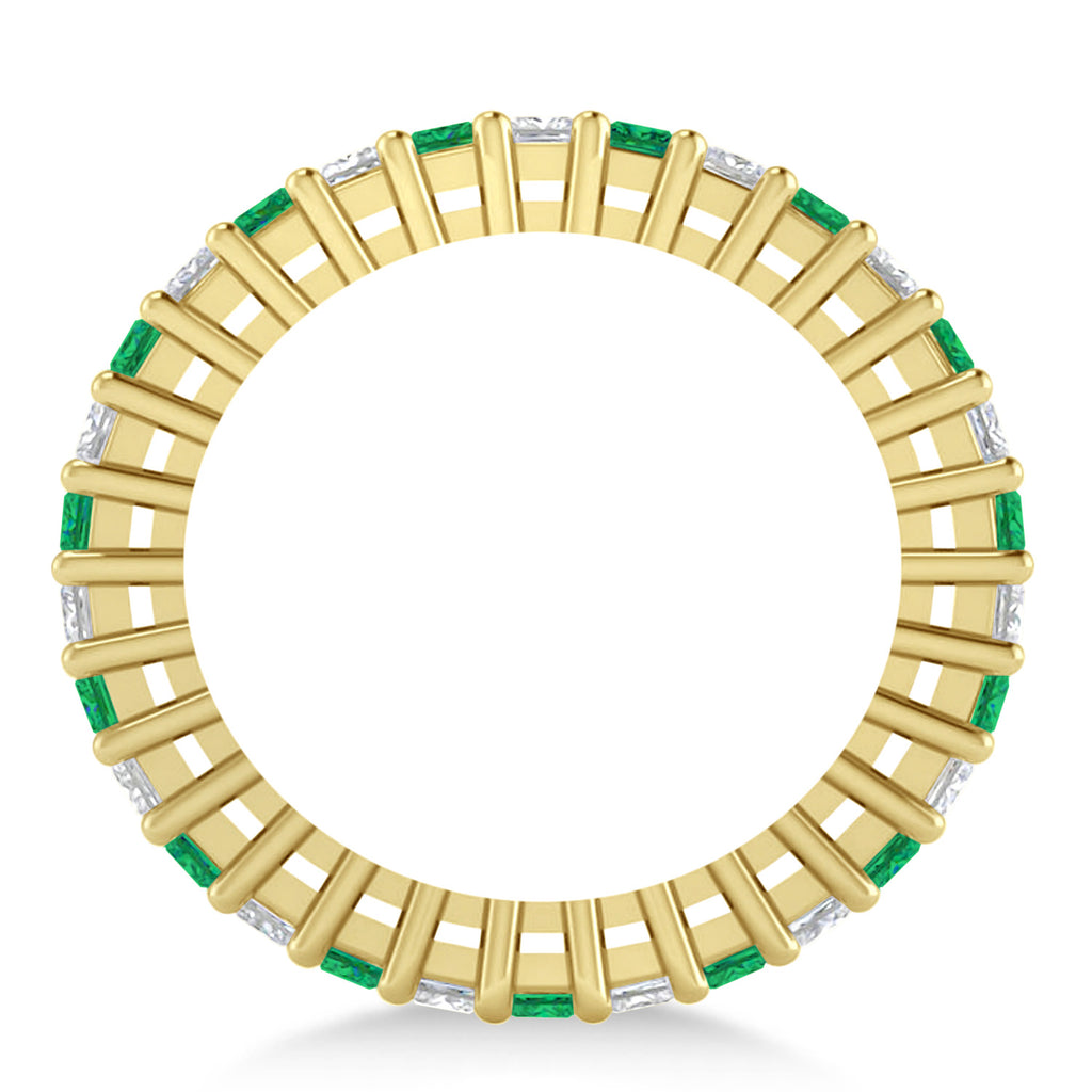 Princess Diamond & Emerald Wedding Band 14k Yellow Gold (2.32ct)