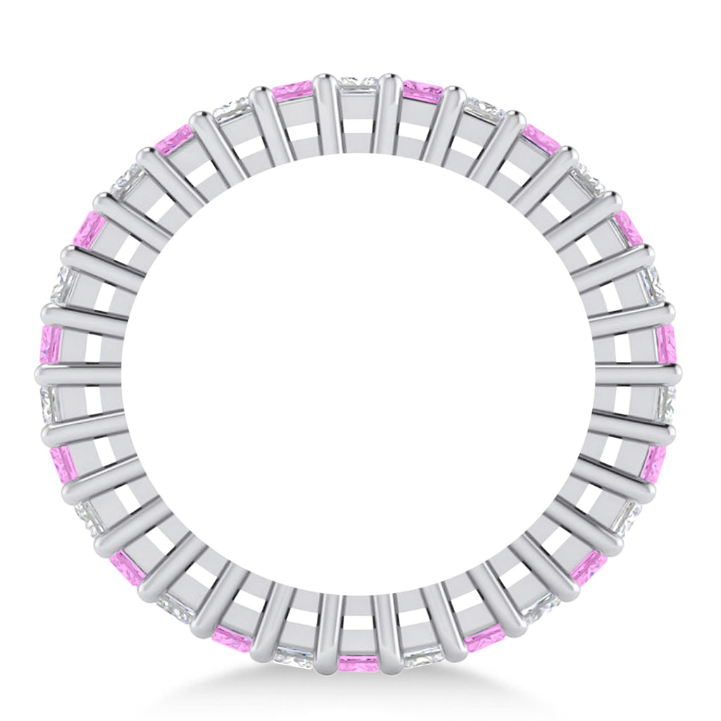 Princess Diamond & Pink Sapphire Wedding Band 14k White Gold (2.32ct)