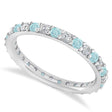 Diamond & Aquamarine Eternity Wedding Band 14k White Gold (0.87ct)